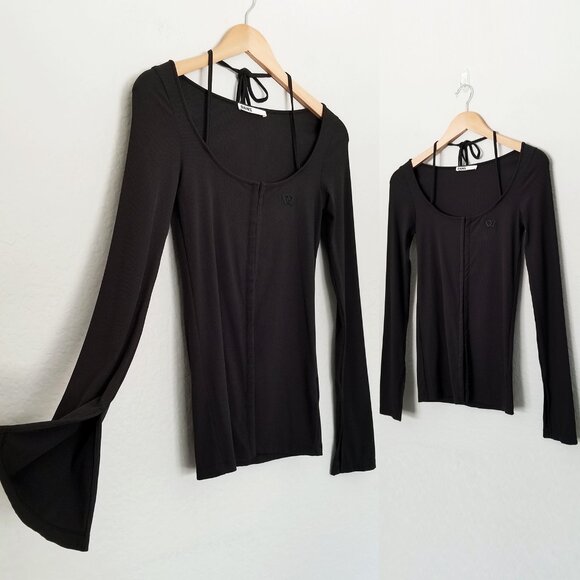 Danz New York FIR Hook & Eye Long Sleeve Top with Front Tie Slit Long Sleeves 38 - Picture 11 of 16